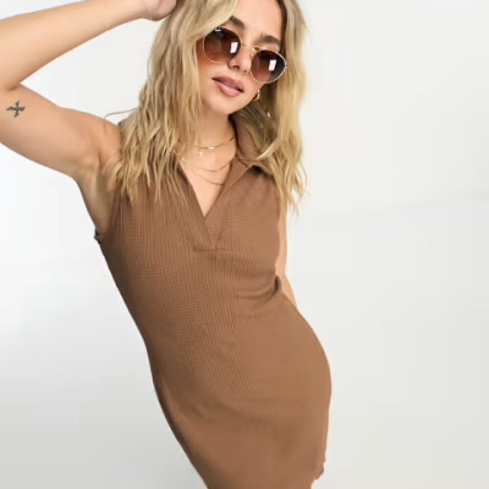 Mango Brown Sleeveless Dress